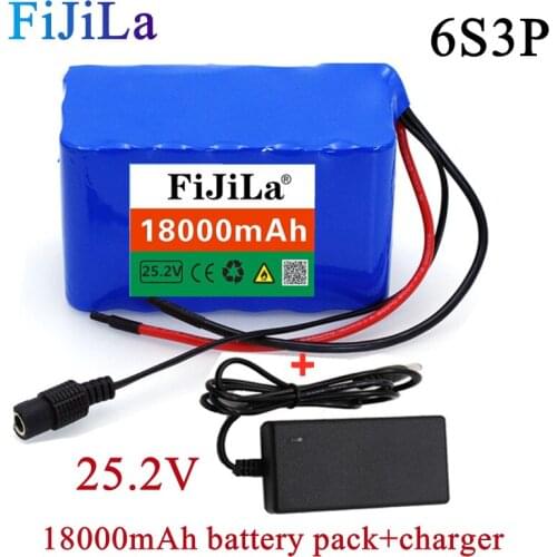 2021 New 24V 18Ah 6S3P 18650 Battery Lithium Battery 25.2v 18000mAh Electric Bicycle Moped /Electric/Li ion Battery Pack+Charger