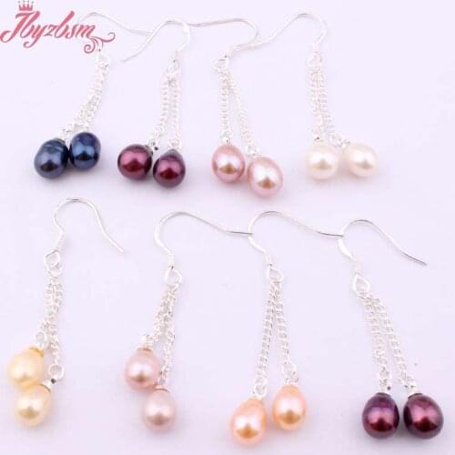 4-6x5-7mm Oval Freshwater Pearl Natural Stone Beads Silver Plated Dangle Hook Jewelry Earrings For Woman Christmas Gift 1 Pair