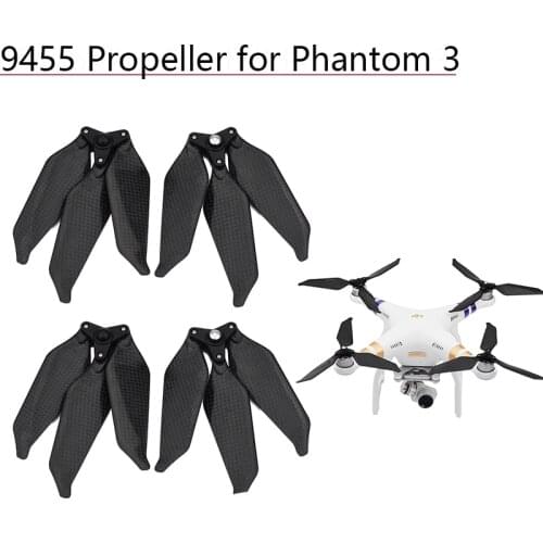 4pcs/2pair Carbon Fiber 9455 Foldable Propellers Low Noise 3-Blade Propeller for DJI Phantom 3 Pro/Adv/SE Props Accessories