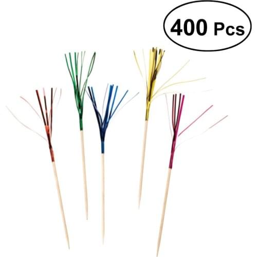 400 Pcs Chic Eco Friendly Fireworks Fruit Picks Cocktail Picks Cake Toppers for Party Cocktail Birthday Decoration - 10CM