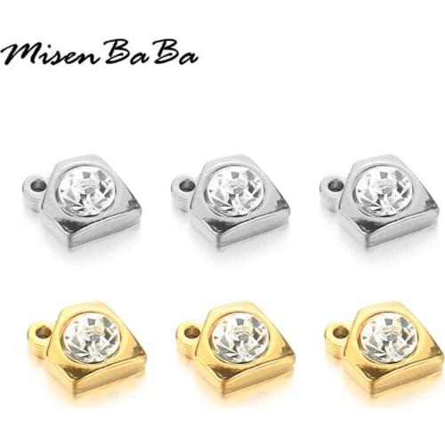 5PCS/lot Stainless Steel Crystal Geometric Poker Charms Pendants For Jewelry Makings Necklaces Pendants Accessories