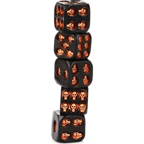 5Pcs Gold Silver Skull Dice Grinning Skull Deluxe Devil Poker Dice Play Game Dice Tower with Death Table Pub Bar Party Game Tool