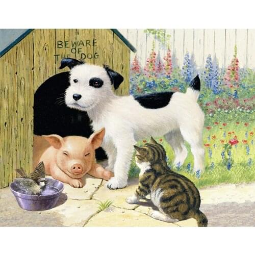 DIY Diamond Embroidery,5D Diamond Painting "Friend:Dog,Pig,Cat,Bird" Mosaic Crafts Full Rhinestone Decor Cross Stitch Gift GT