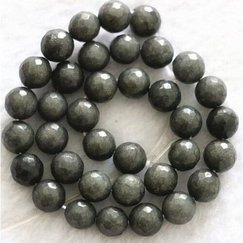 New fashion dark gray stone 10mm faceted round jewelry making hot sale high grade loose beads diy findings 15inch B1091