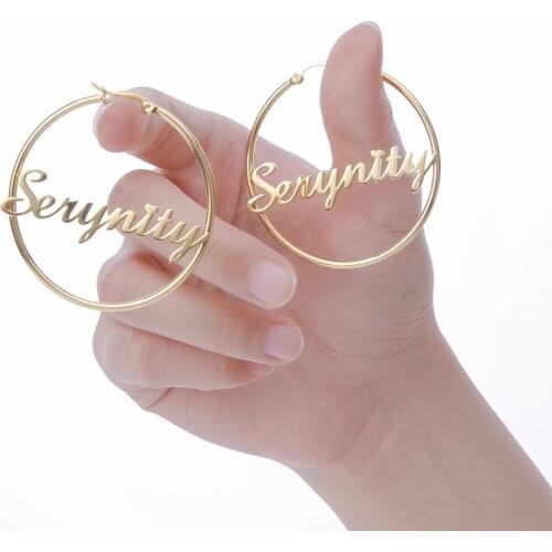 Cazador High Quality Personalized Name Drop Earrings Customize Namplate ID Dangle Earring Women Stainless Steel Party Gift