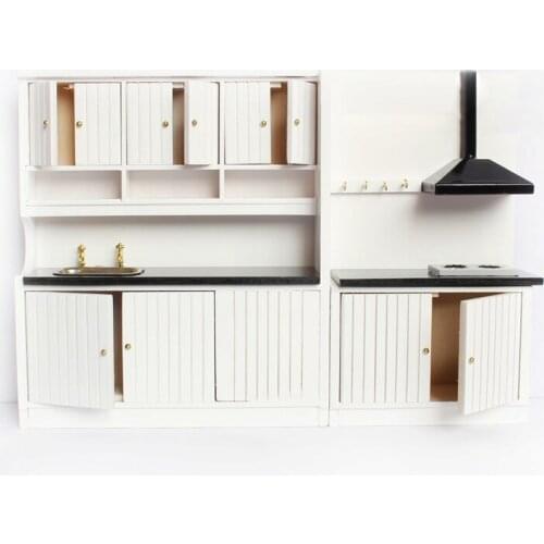 G10-X183 children baby gift Toy 1:12 Dollhouse mini Furniture Miniature rement accessories white Kitchen counter set