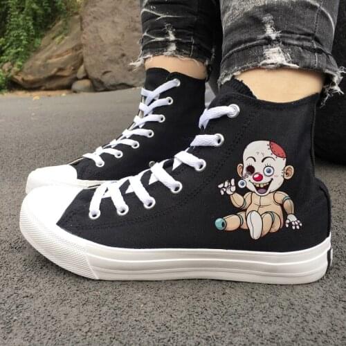 Wen Skateboarding Shoes Design Cartoon Zombie Doll Puppy Dog Original Shoes Men Black High Top White Women Canvas Sneakers