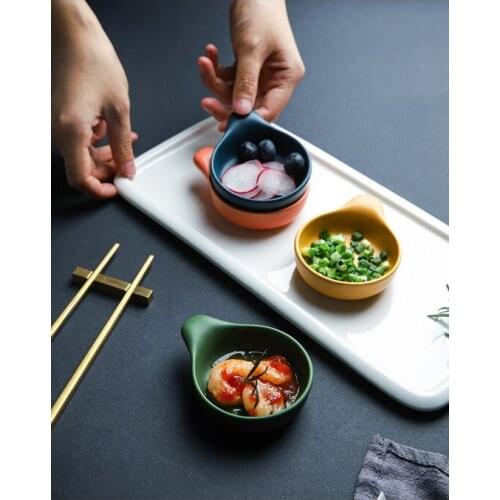 Dunmeng solid color ceramic seasoning dish household dip dish heat resistant Mini dry dish sauce dish dip dish taste dish