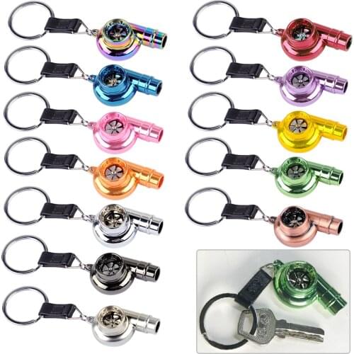 DWCX New Car Zinc Alloy Real Whistle Sound Turbo Keychain Spinning Turbine Keyring Turbocharger Keyfob For VW Audi BMW Honda Kia