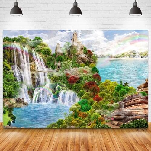 Nature Scenic Spring Backgrounds For Portrait Baby Photography Natural Landscape Waterfall Lake Flowers Photo Studio Backdrops