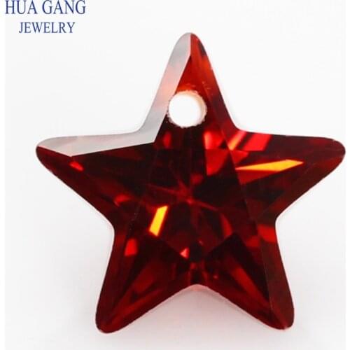 Single Hole AAAAA Star Shape Garnet Cubic Zirconia Stone For Jewelry Making 4x4~10x10mm High Quality CZ Free Shipping