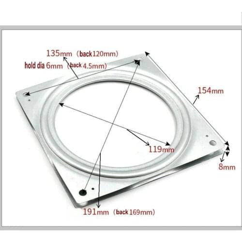 HQ SS07 6INCH(154X154MM) Galvanized Silver Color Square Universal Rotating Swivel Plate Lazy Susan Turntable