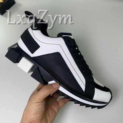 Brand Designers High Quality Women Sneakers Thick Heel Tennis Lace Up Mixed Color Luxury Brand Leisure Man Casual Shoes