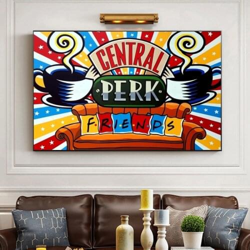 Classic Central Perk Cafe Canvas Paintings Fashion Friends TV Show Poster Print Wall Pictures for Living Room Wall Decor Cuadros