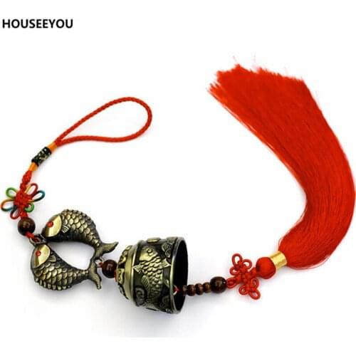 Metal Small Wind Chimes Red Tassel Wind Chimes Car Door Bed Hanging Bell Pendant Party Birthday Chinese Style Decoration