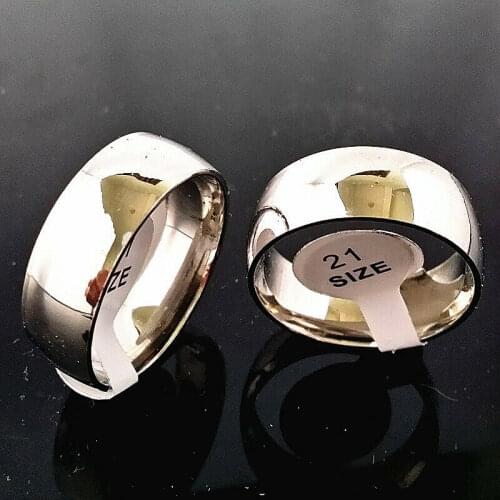 MIXMAX 25pcs top Men Silver ring women Polished 8mm stainless steel Band wedding Rings good quality Jewelry dropshipping