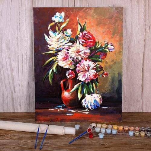 Landscape Flowers Painting By Numbers Kit Oil Paints 50*70 Canvas Painting Wall Paintings For Kids Handicraft Handiwork