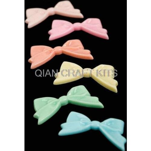 Set of 50pcs big Kawaii resin Bow flatback cabochons assorted colors Gothic 50*26mm