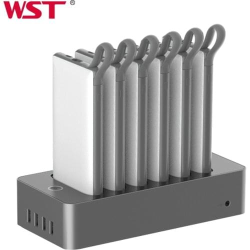 Power bank station with cable Multiple device 10000mah 6 port usb restaurant business power bank