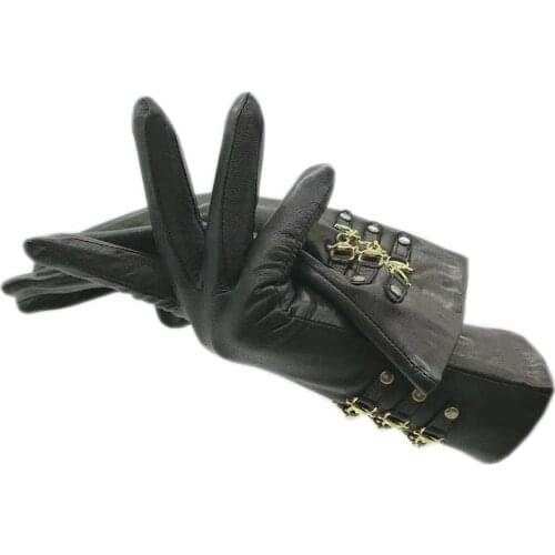 Gloves Winter Ladies Fashion Sheepskin Gloves Leather Black Thicken Warm Wrists New Style Driving Outdoor Riding High-end 2021 N