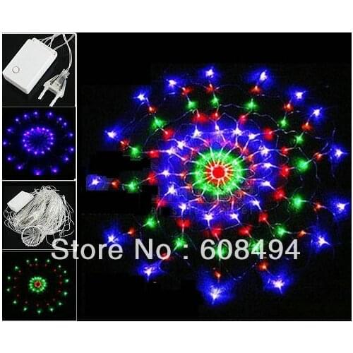 Colorful 120 bulbs LED RGB Net Light Christmas/Wedding Party Spider NET Xmas Party decorate Ornament lamps EU 220V multicolor