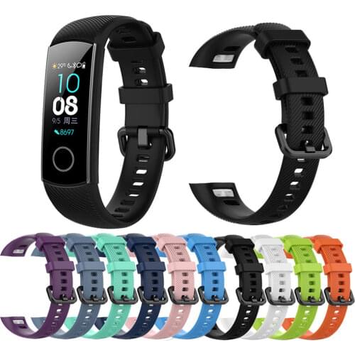 Silicone Watch Strap For Huawei Honor Band 4 5 Smart Watch Bracelet Soft Wristband Breathable Waterprrof For Honor Band 5