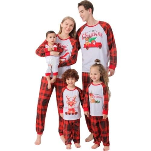 2021 Family Matching Clothes Cartoon Christmas Printed Mother Daughter Pajama Set Homewear Kids Sleepwear Pyjamas Women Pijamas