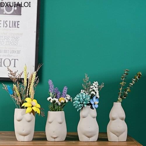 DXUIALOI Nordic Creative Ceramics Abstract Body Art Vase Living Room Flower Arrangement Desktop Art Decoration Home Decoration