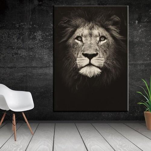 Nordic Lion Tiger Zebra Black White Africa Animal Canvas Painting Posters and Prints Wall Art Picture for Living Room Home Decor