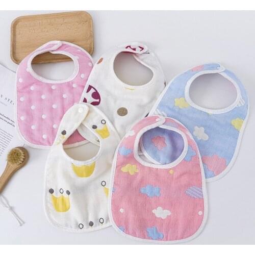 Infant Burp Cloths For Drooling Baby Bib Printing Washable U Shaped Bib Toddler Absorbent Drool Towel Soft Bib Gauze Saliva