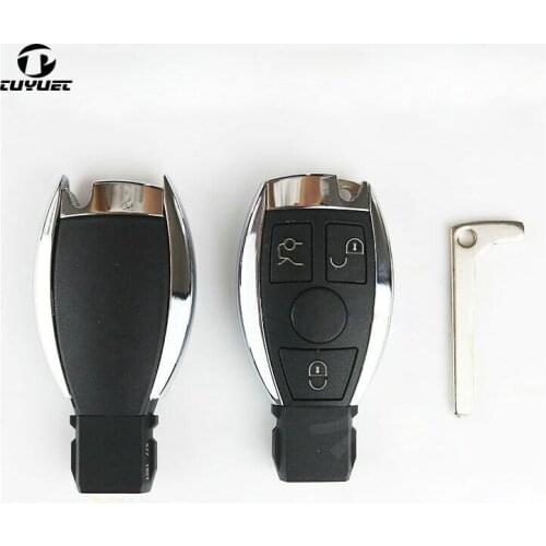 Replacement Smart Remote Key Shell for Benz 3 Buttons Key Case with Emergency Key Blade