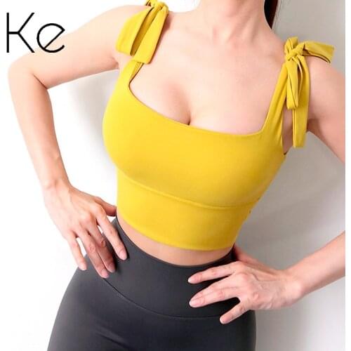 KE High-intensity sports underwear women shockproof gathered running wide shoulder strap fitness bra outer wear yoga vest