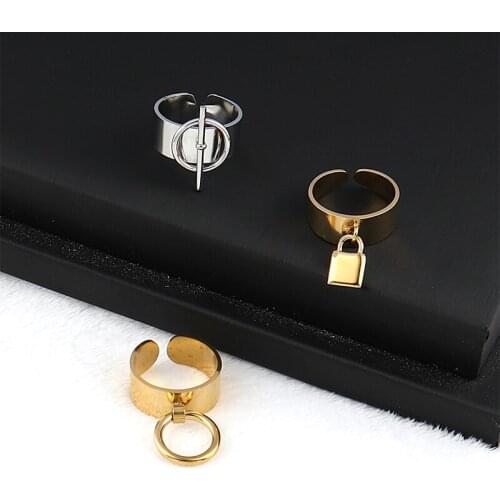 Stainless Steel Thick Chunky Statement Chains Rings for Women Minimalist Unique Design OT Ring Street Style Ins Ring Wholesale