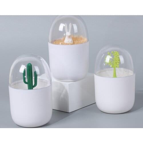 Table Decoration Cartoon Animal Tree Toothpicks Holder Plastic Cotton Swab Storage Box Cotton Bud Holder Case Home Table Decor