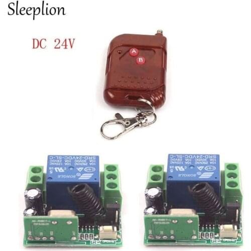 Sleeplion Universal 24V 10A Relay 1CH Wireless RF Remote Control Switch Controller Transmitter + 2 Receiver 315MHz 433MHz