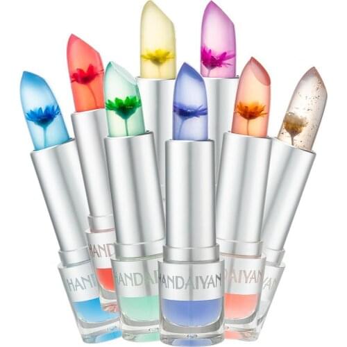 HANDAIYAN Moisturizer Lip Gloss Transparent Jelly Flower Lipstick Temperature Color Change Waterproof Makeup Lip balm Cosmetic