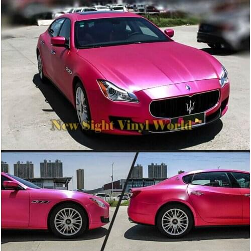 High Quality Matt Chrome Pink Brushed Vinyl Film Sheet Bubble Free For Car Wrapping Size:1.52*20M/Roll