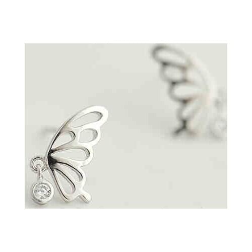 Pure 925 Sterling Silver Crystal Butterfly Stud Earrings for Women Best Prevent Allergy Earrings Sterling-silver-jewelry