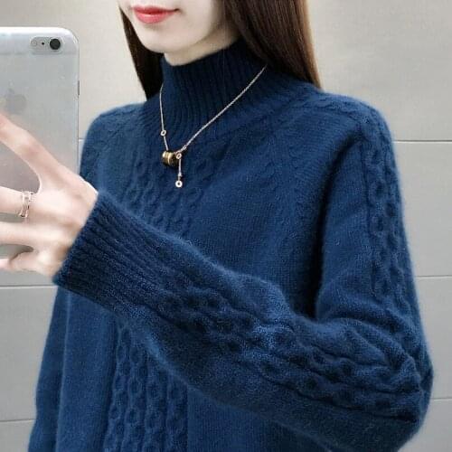 WEIHAOBANG 2021 New Autumn Winter Womens High Neck Pullover Solid Color Long Sleeve Knitted Loose Top Bottomed Shirt