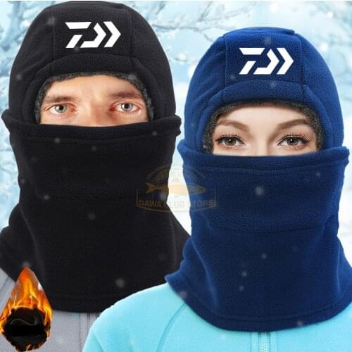 Winter DAIWA Fishing Cap UNISEX Outdoor Fleece Warm Hat Cycling and Skiing Double-layer Windproof Fishing Hat Thick Warm Hat