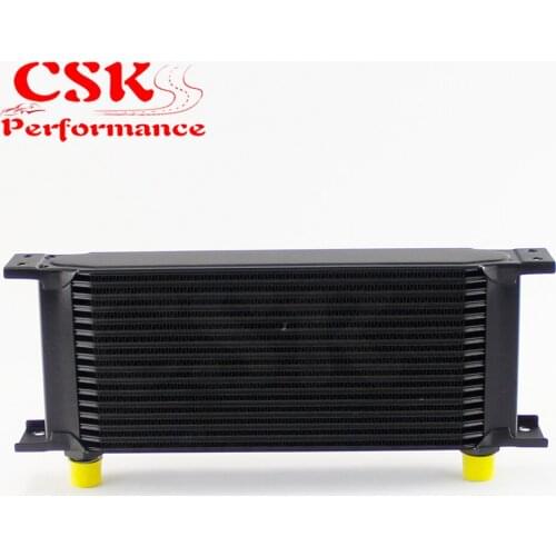 16 Row 248mm AN8 Universal Aluminum Engine Oil Cooler 3/4" UNF-16 Black/Silver