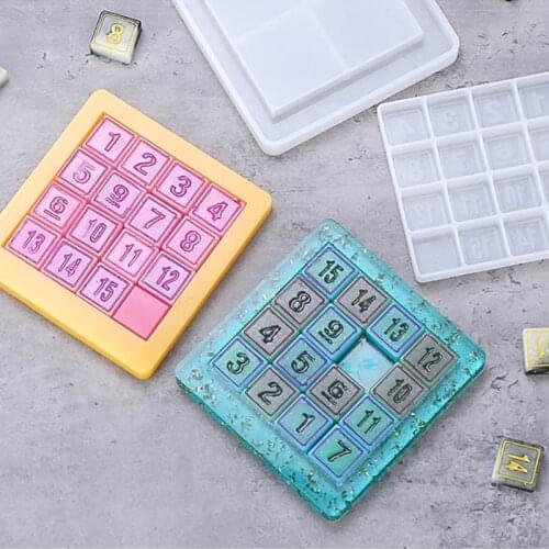 2Pcs Digital Puzzle Crystal Epoxy Resin Mold Number Puzzles Games Silicone Mould DIY Crafts Casting Tools