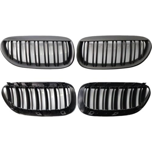 2Pcs Black Double Slats Front Grille Grill Replaces for BMW E63 Professional