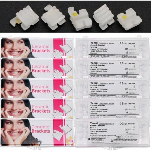 200 Pcs Dental Orthodontic Ceramic White Clear Brackets ROTH 022 Slot 345 Hooks
