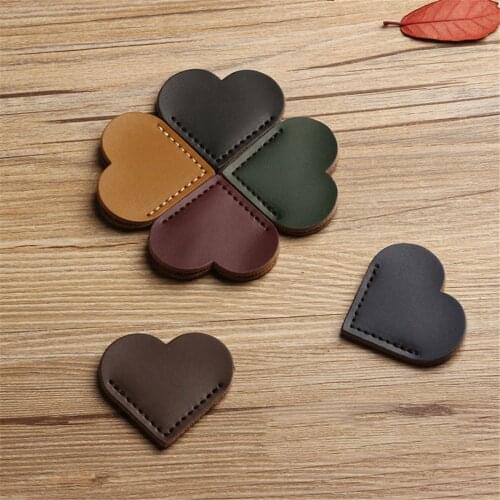 2pcs Leather Bookmark Love Heart Design Vintage Bookmark Paper Clip Kawaii School Stationery Teacher Paper Book Clip Page Holder