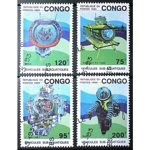 4 PCS Congo 1 year diving science 993 Post Stamps Postage Collection