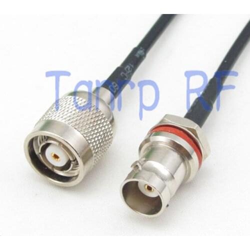 50CM Pigtail coaxial jumper cable RG174 extension 20in RP-TNC male to mini BNC female with nut bulkhead RF connector adapter
