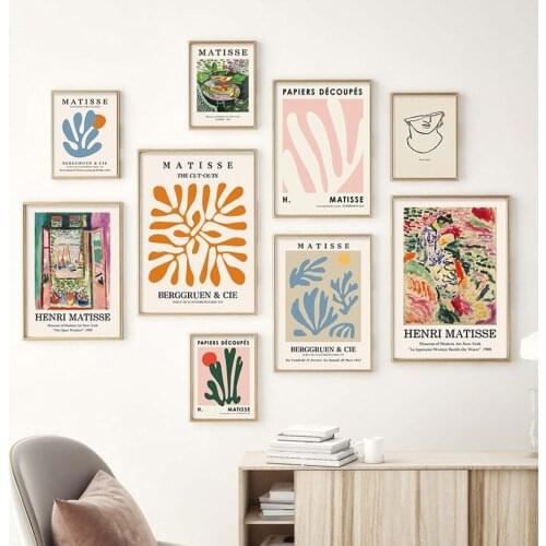 Trendy Abstract Matisse Drawing Line Plant Leaves Poster Canvas Painting Wall Art Pictures Print for Living Room Home Decorative