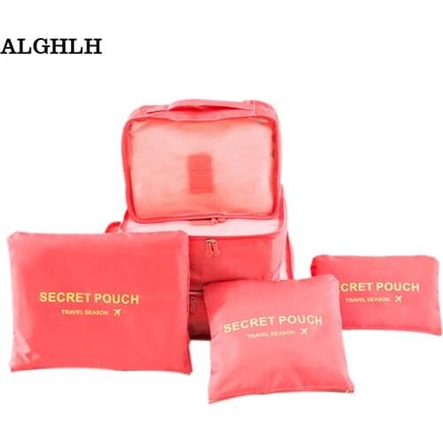ALGHLH 6Ps Women Travel Storage Bag High Capacity Luggage Clothes Tidy Organizer Pouch Suitcase Portable Waterproof Storage Case