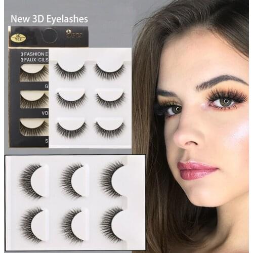 AY 3 Pairs 3D Soft Mink Hair False Eyelashes Handmade For 2020 New Women Long Lashes Nature Eye Makeup Tools Faux Eye Lashes